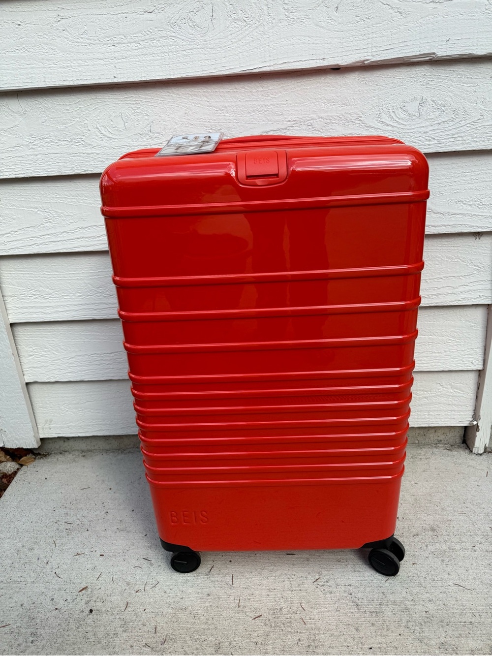 Beis the large check in in glossy orange flame limited edition NWT